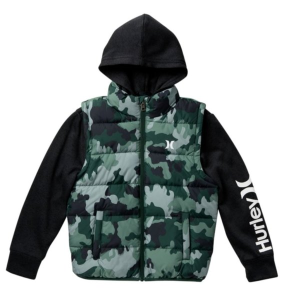 Hurley Other - Hurley Boys Camouflage 2-Fer Puffer Jacket